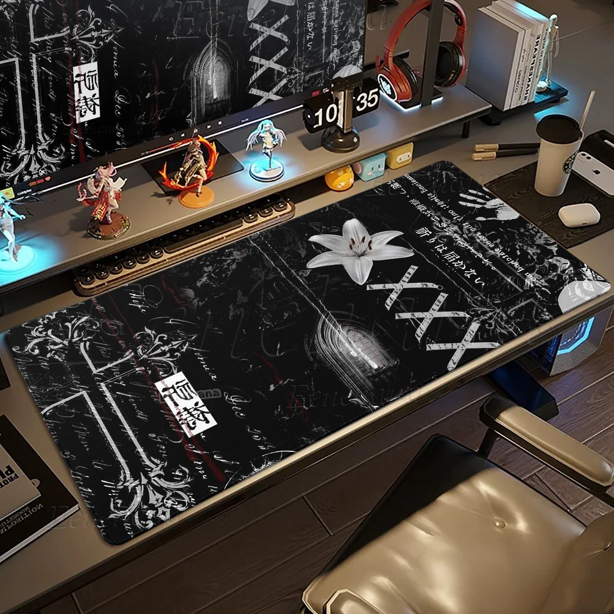 Aesthetics Black White Cybersigilism Mouse Pad Gothic Sword Art Tablemat PC Gaming Mechanical Keyboard Large Rubber Non-Slip Rug