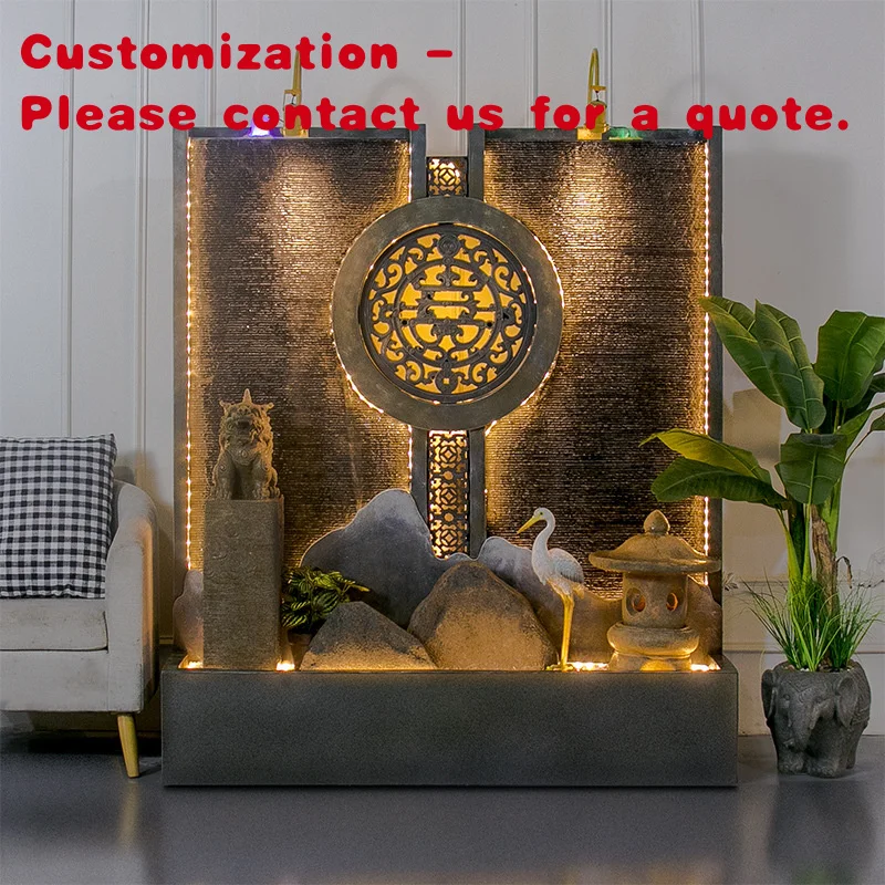 

custom.Curtain Wall Flowing Wall Screen Hotel Living Room Entrance Partition Courtyard Decoration Rockery Fountain
