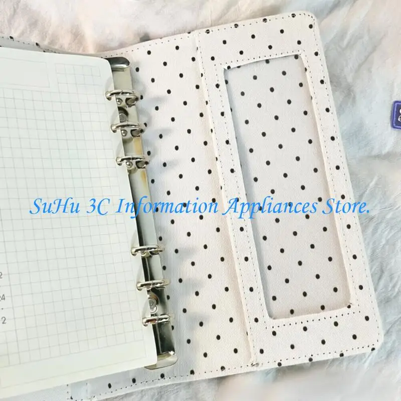  Portable Diary Binder Notebook With 45 Blank Pages 6-Rings Cloth Dotted Binder Cover For Travel Journaling And Sketching