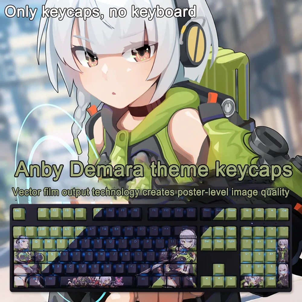 For Zenless Zone Zero Keycaps Keycap PBT Dye Subbed Cherry Backlit Keycaps Anime Key Cap For ANSI 61 87 104 108 Layout Keys