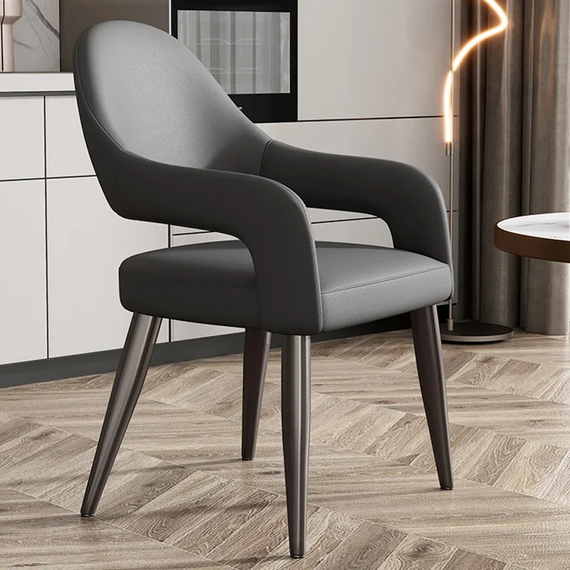 Luxury Metal Leg Dining Chair Nordic Designer Relax European Comfy Arm Chair Large Waiting Banquet Cheap Sillon Home Furniture