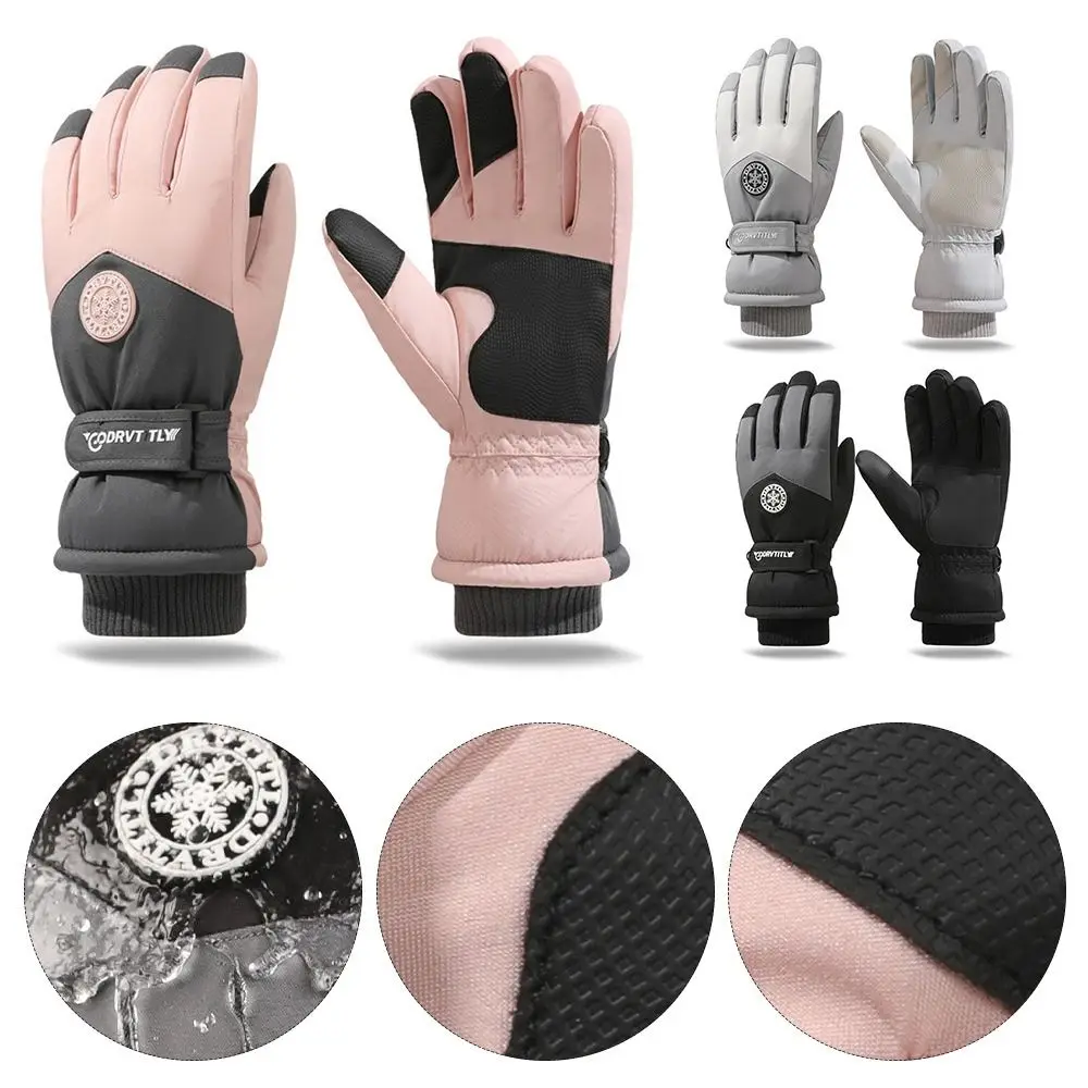 

Спортивные ветрозащитные женские плюшевые перчатки на открытом воздухе, флисовые перчатки из искусственной кожи с полным пальцем, лыжные перчатки для сноуборда, водонепроницаемые зимние теплые перчатки