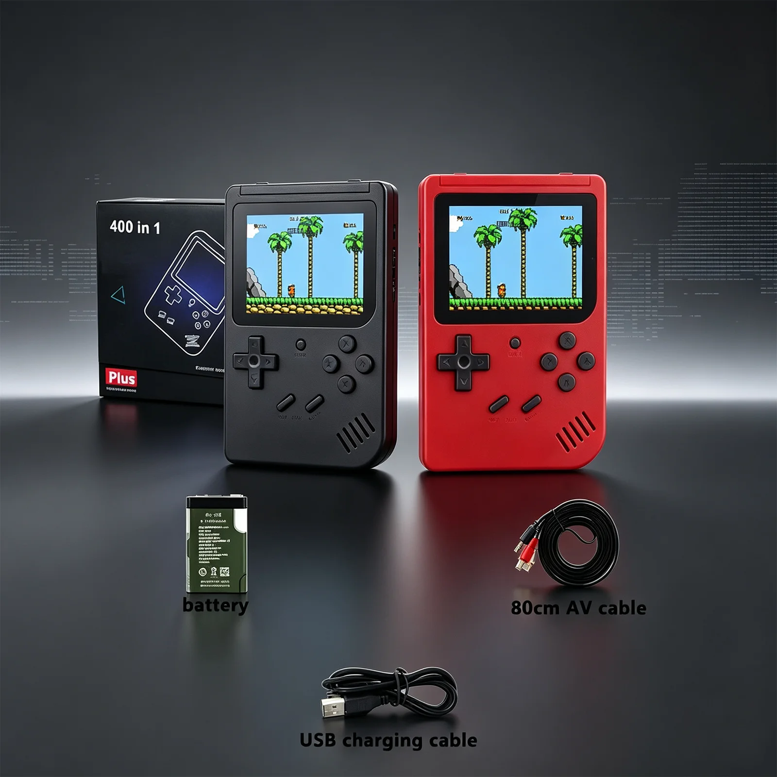 2026 New HD IPS Screen Retro Handheld Games Console,Built-in 400 Video Games,Portable Rechargeable Battery Gaming Player