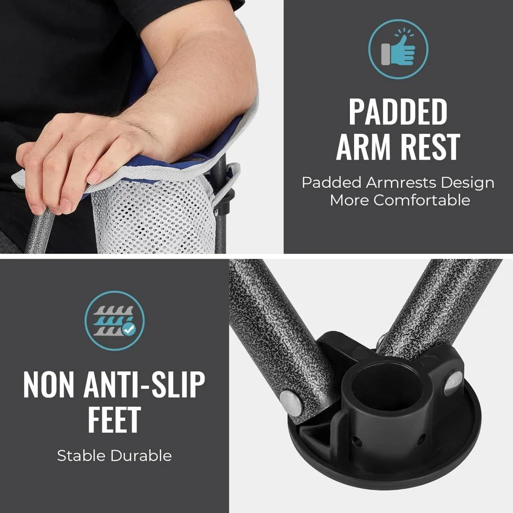 كرسي تخييم قابل للطي من FUNDANGO مع طاولة، عبوة من كراسي مبطنة خارجية شديدة التحمل للبالغين مع حاملات أكواب