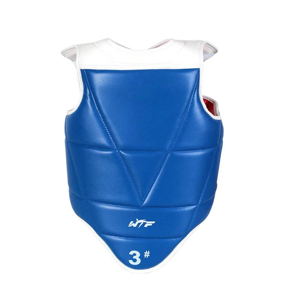 WTF Approved Taekwondo Chest Protector Solid Reversible Body Guard MMA Unisex Adults Children PU Leather Karate Equipment