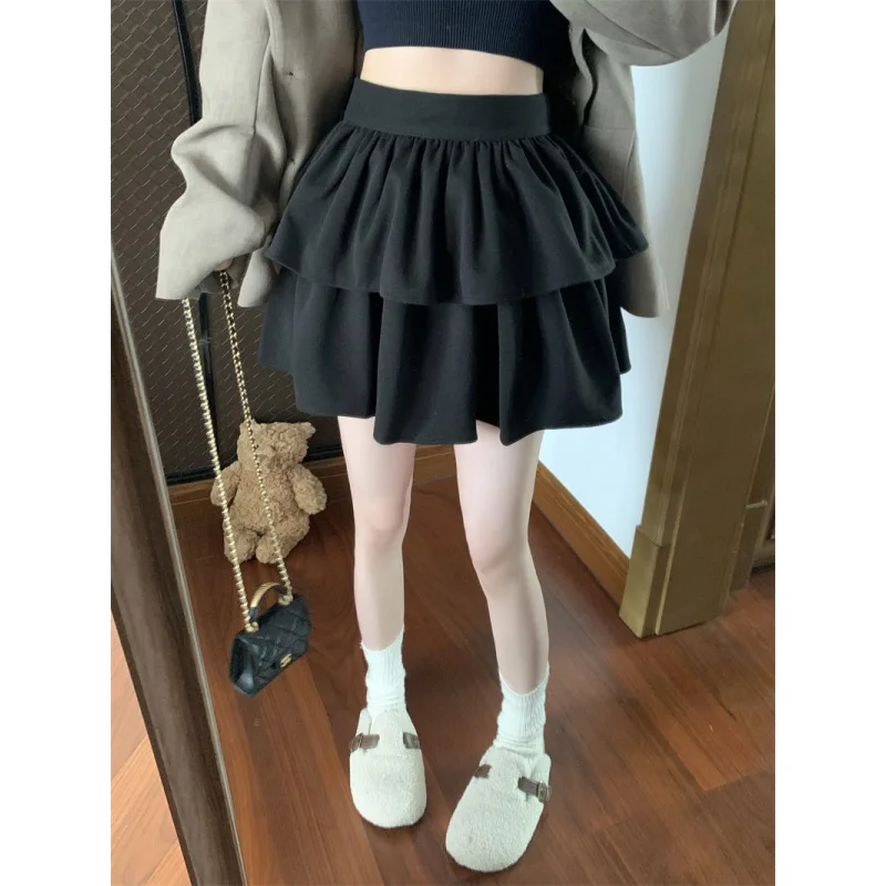 Korean Fashion Summer Mini Skirt Women Sweet Slim Elastic High Waist Pleated Skirts Preppy Style Girl Anti-Exposed A-Line Skirts