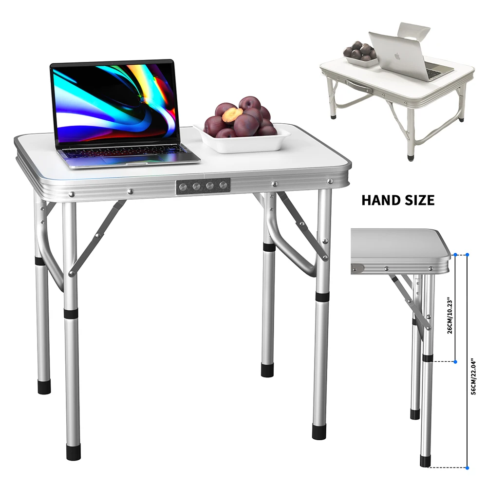 Mesa de picnic plegable para exteriores, mesa plegable para computadora, 2x1,5x1/2 pies, para tareas, mesa compacta y práctica para acampar, jardín, fiesta, barbacoa