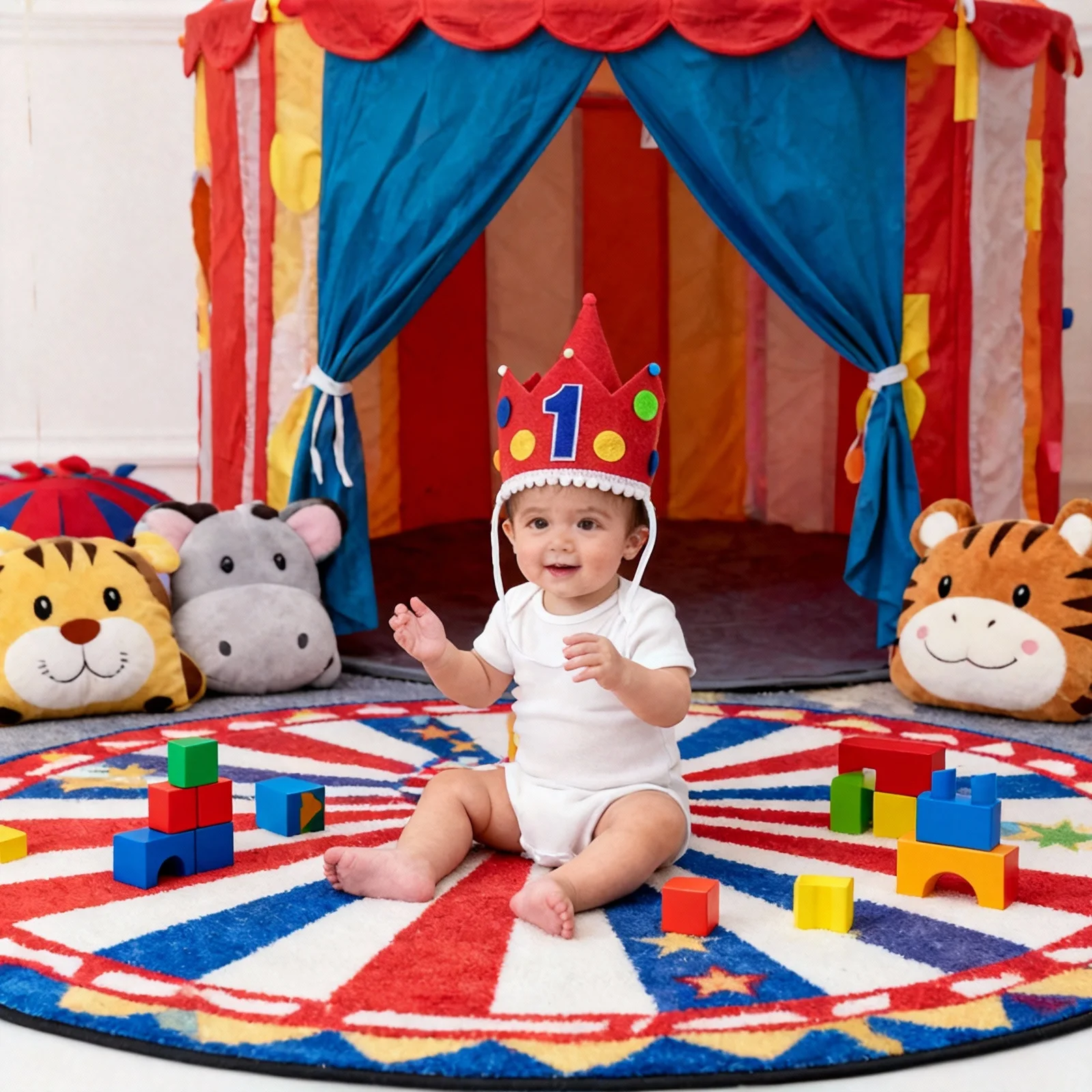 

Adorable Circus Style Birthday Hat for First Birthday Party Headband Hair Accessory Carnival Event Decoration