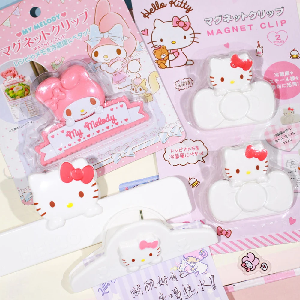 Sanrio Storage Food Seal Clips Hello Kitty Melody Sealer Clamp Magnetic Fridge Sticker Ticket Holder Hand Acount Folder Gifts