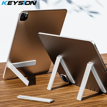 KEYSION Duurzame Mini L-vormige tabletstandaard Opvouwbare aluminium plaatstandaard Tafelhouder Beugel voor iPad Huawei Samsung Pad