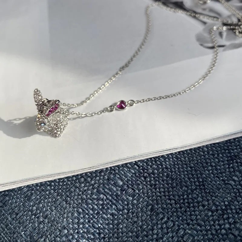 Europe and the United States niche accessories Easter full of diamond rabbit fairy wand asymmetric earrings rabbit necklace set