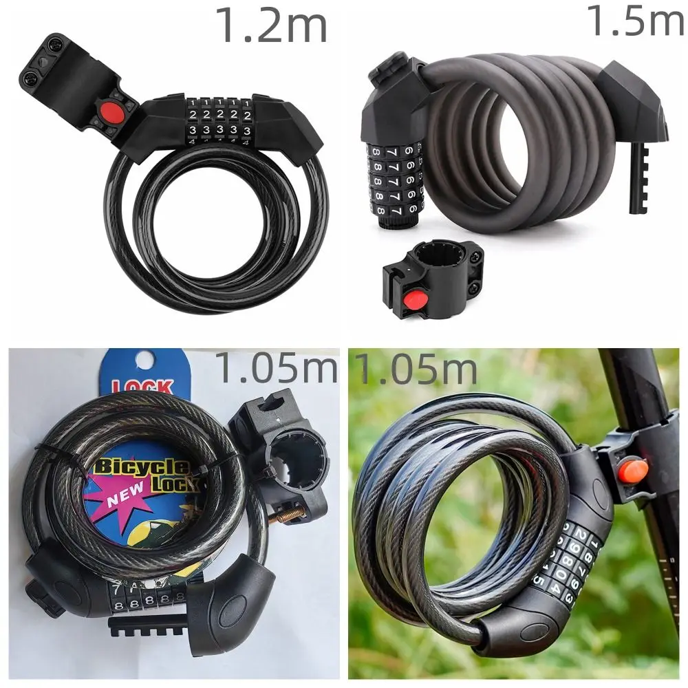 Cable de acero con código de 5 dígitos para bicicleta, candado de seguridad Universal con contraseña para bicicleta, seguridad antirrobo, candado de Cable para bicicleta de 5 dígitos