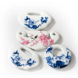 Jingdezhen Blue And White Decal Porcelain Chip Ceramic Pendant Accessories Necklace Making Materials Z034