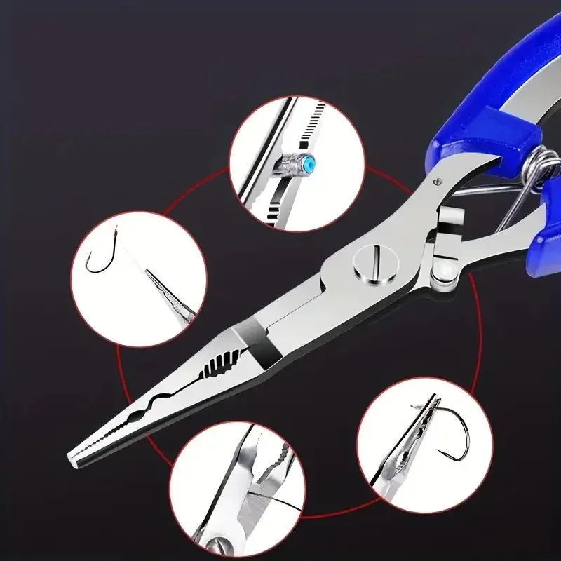 Рыболовные плоскогубцы из нержавеющей стали с нескользящей ручкой и съемником крючков-прочные и многофункциональные рыболовные ножницы