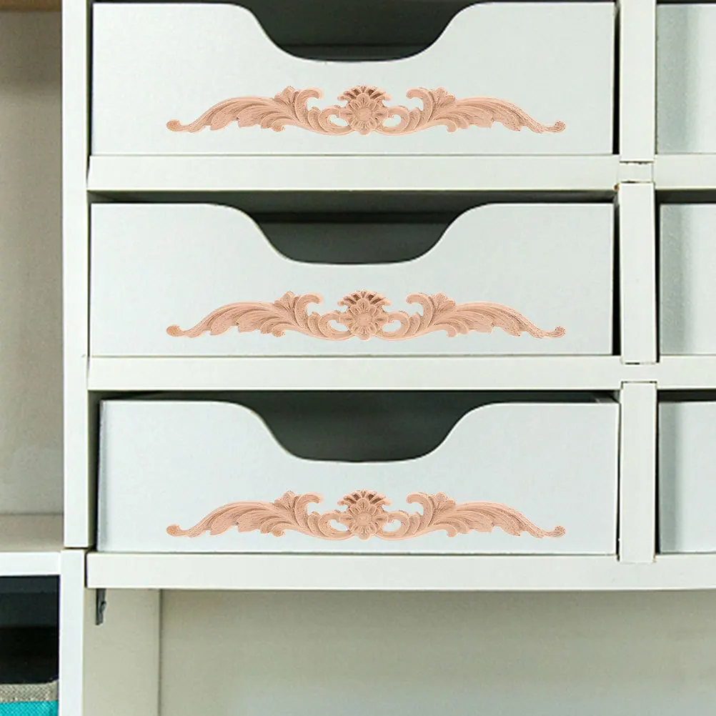 

8pcs European Style Wood Carving Door Headers Wall Background Decorative Trim For Home Improvement Art Onlays Wooden Flower