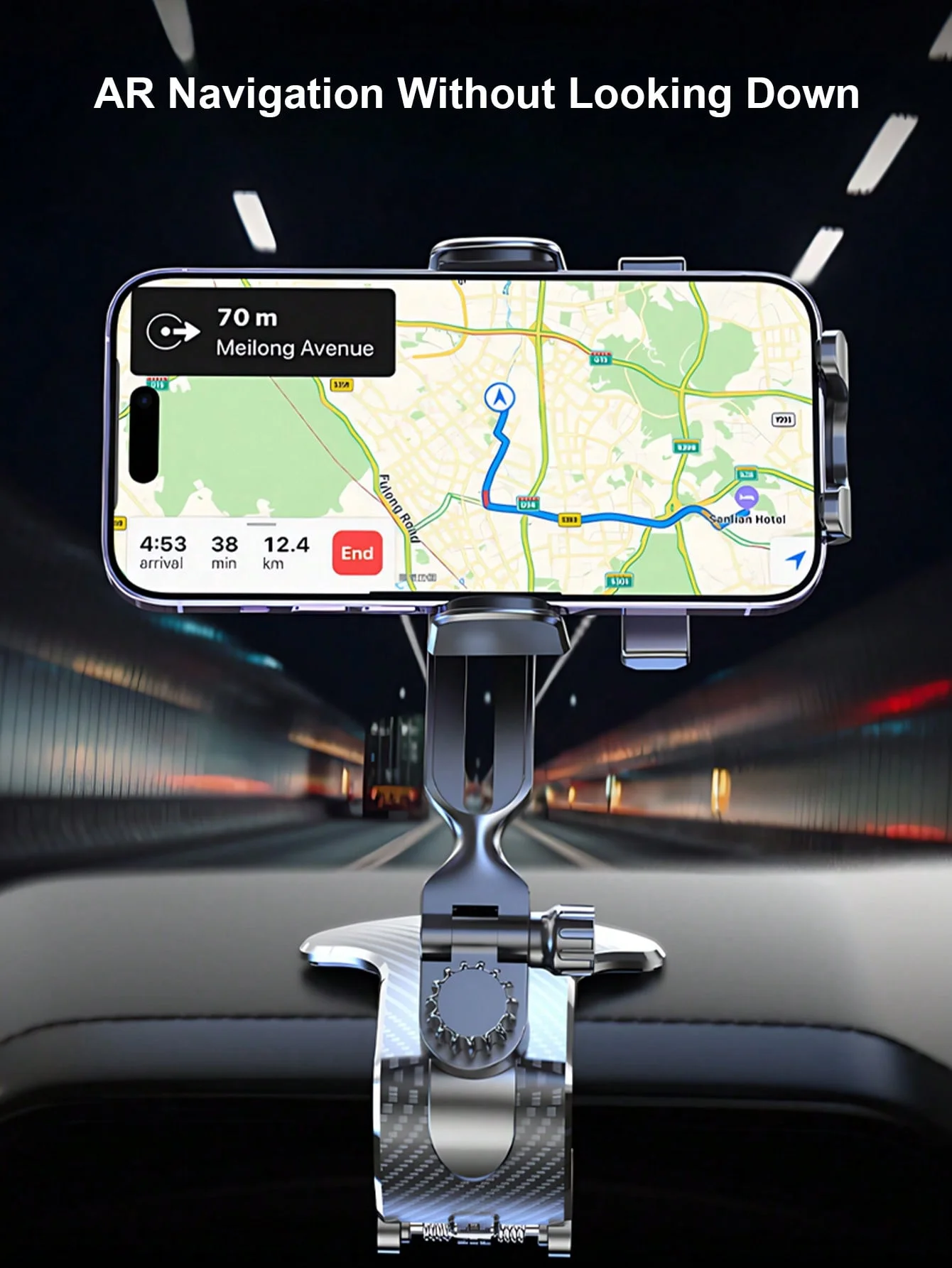 Supporto universale per telefono da auto – 360 °   Supporto a gravità rotante con clip regolabile, blocco automatico, funzionamento con una sola mano, visualizzazione non bloccabile,