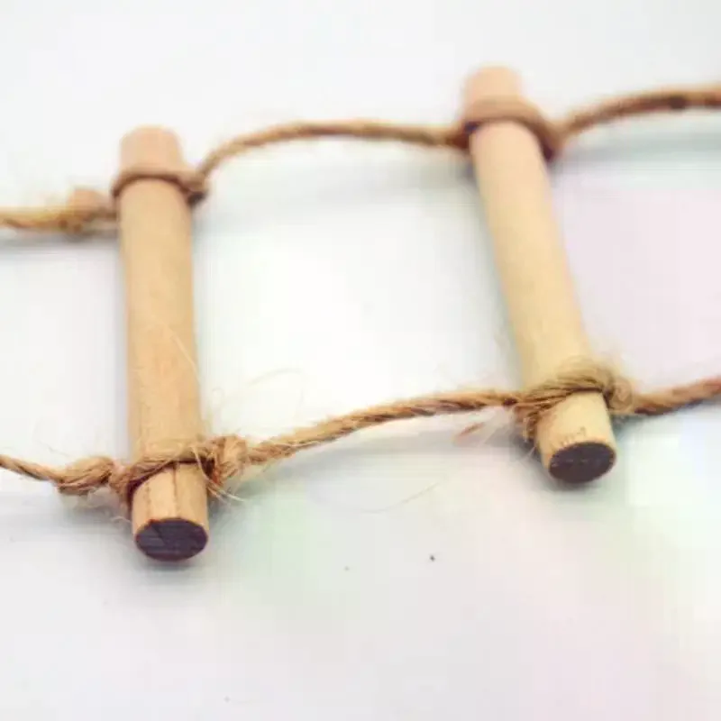 1 قطعة دمية صغيرة خشبية حبل القنب سلم معلق الحيوانات الأليفة البستنة مصغرة المشهد نموذج اللعب بيت الدمية الملحقات #6