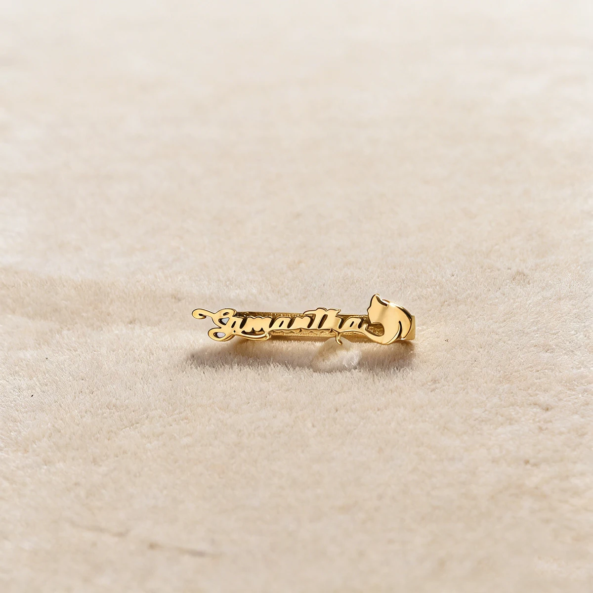 Gentle Cat Samantha - Charm para Correa de Reloj de 20 mm y 22 mm, Dorado, con Nombre Personalizado en Cursiva, Regalo Romántico y Creativo para Mejores Amigas o Novias