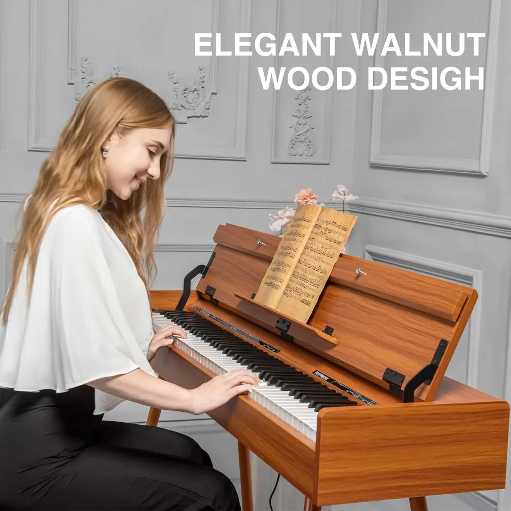 88 Key Weighted Digital Piano-Wooden Desk Electric Piano Transforms Between Desk and Vanity - Progressive Hammer-Action Keyboard