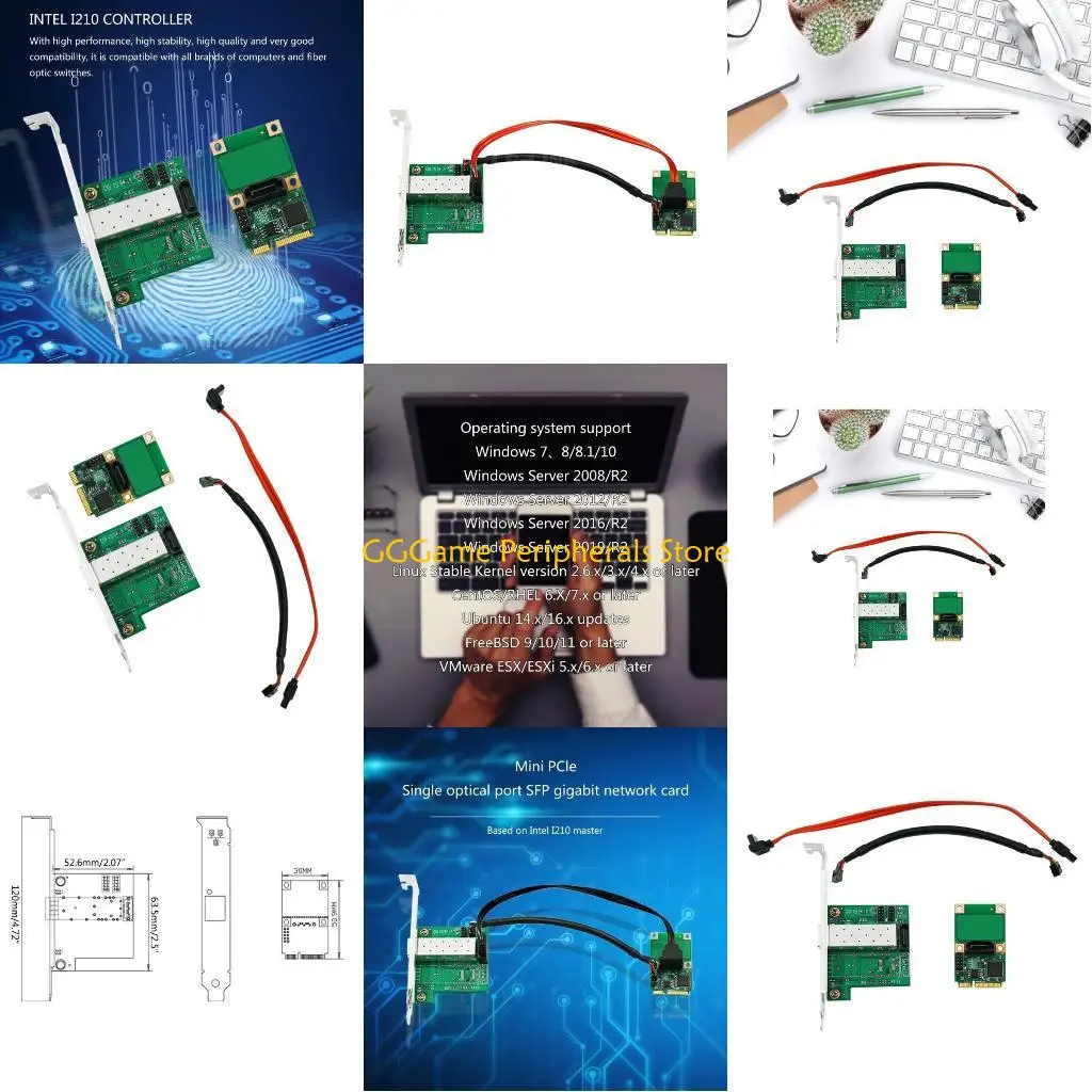 

U55B Mini PCIe Gigabit Fiber Networks Interfaces Ethernet Controller for PC Gaming