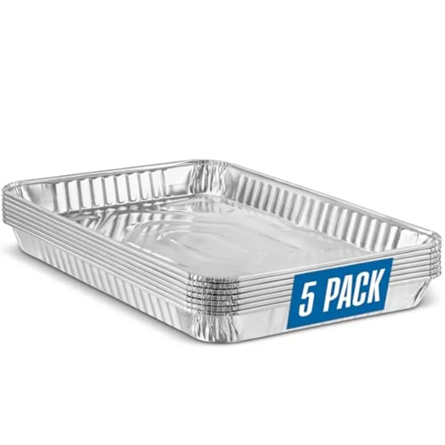 Aluminum Pans 5 Pack Disposable Cookie Sheets Baking Pans Premium Quality Heavy Duty Cookie Sheet Pans