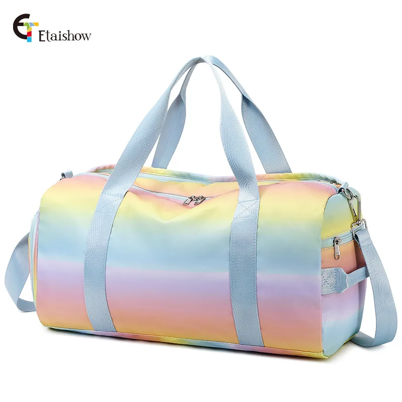 

2022 New Travel Bag Women's Large-Capacity Gradient Diamond Plaid Yoga Fitness Bag Leisure Travel One-Shoulder Diagonal Bag