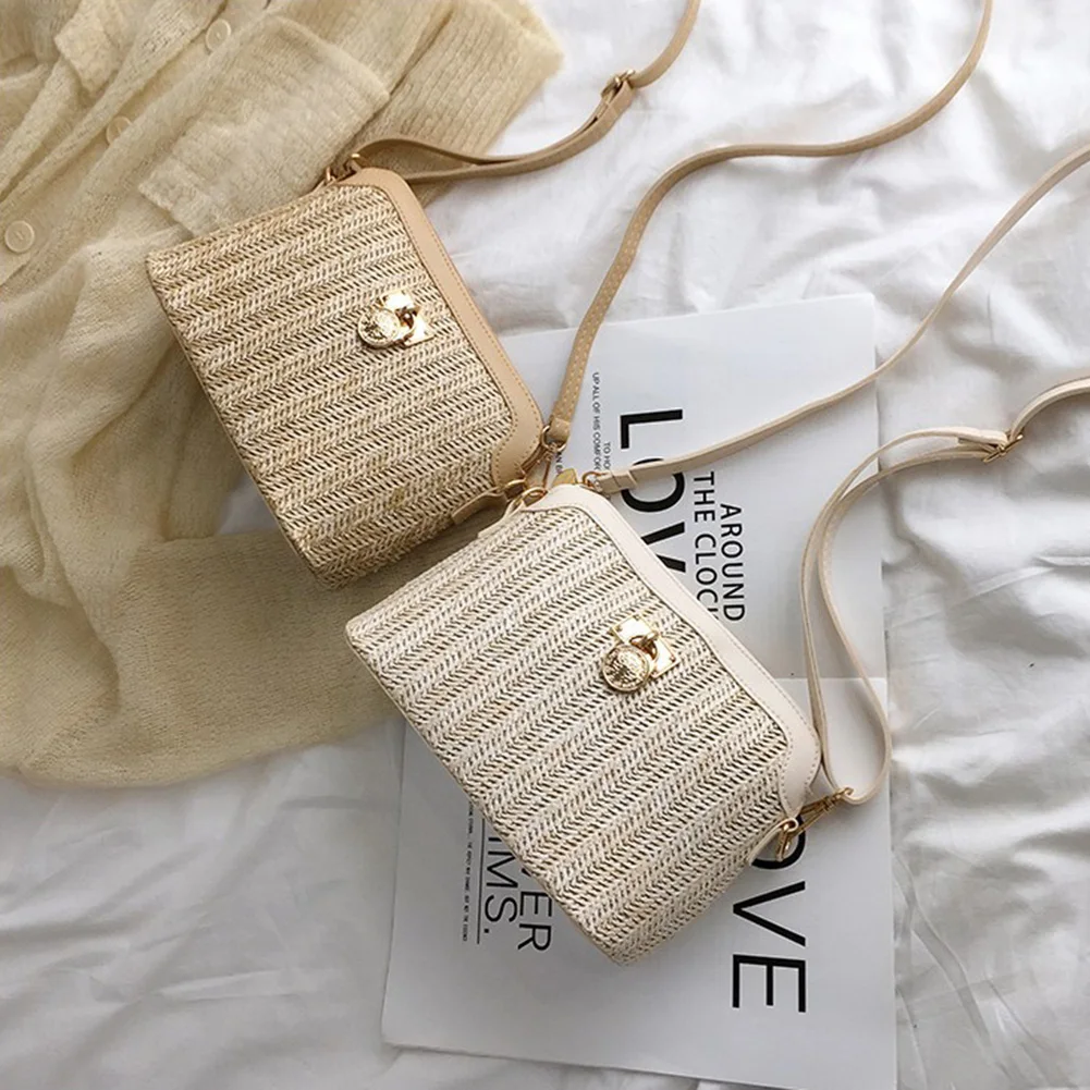 Straw Woven Messenger Bag Casual Shell Summer Beach Women Crossbody Handbags Female Shoulder Cross Body Boho Bag