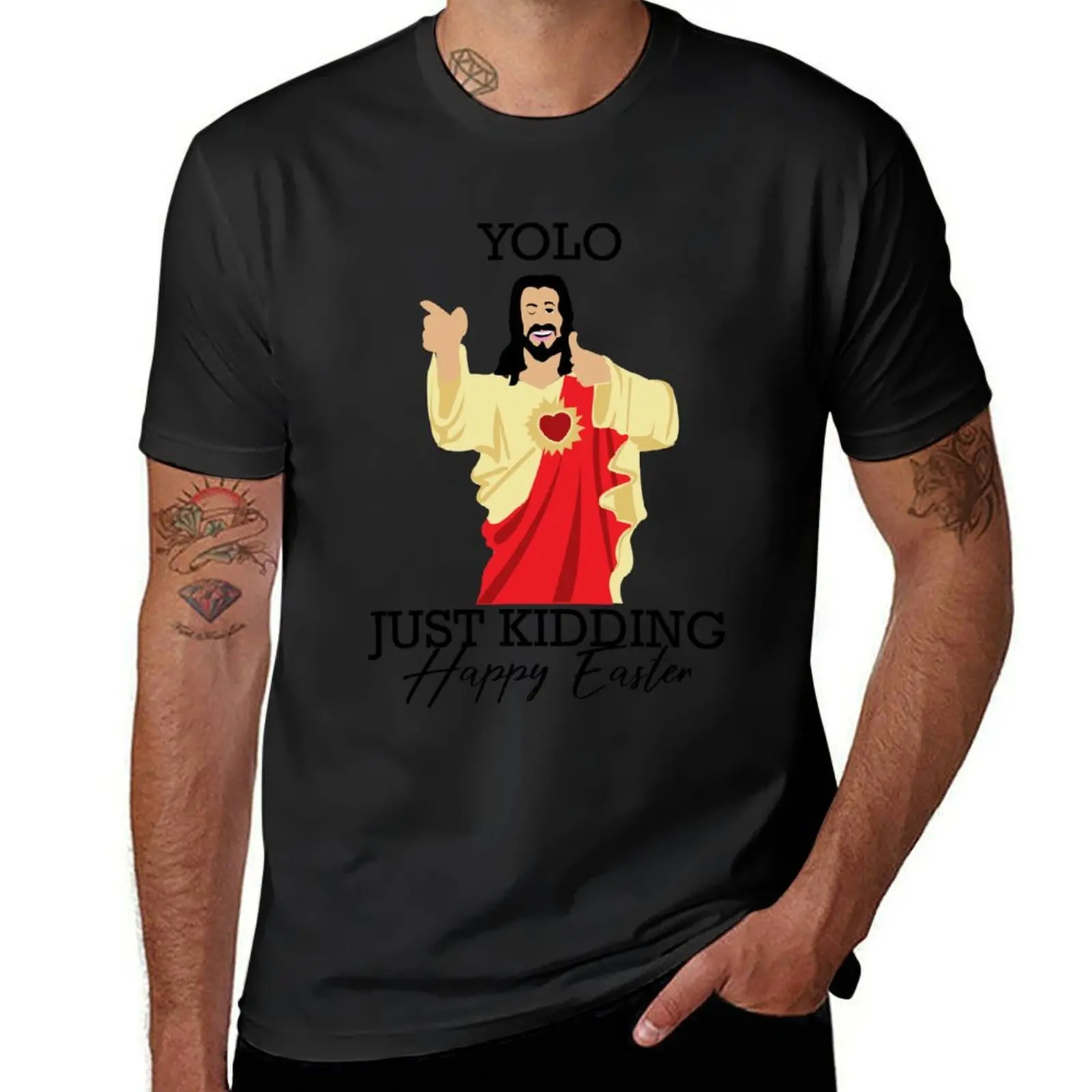 

Yolo Just Kidding Happy Easter Funny Jesus Shirt T-Shirt summer tops vintage workout shirts for men