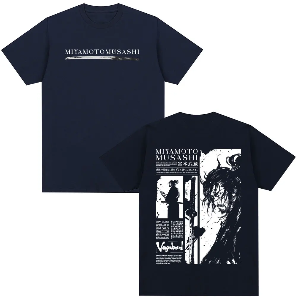 Anime Vagabond Miyamoto Musashi Manga T-shirts Men Women Clothing Casual 100% Cotton Short Sleeve Oversized T Shirts Streetwear