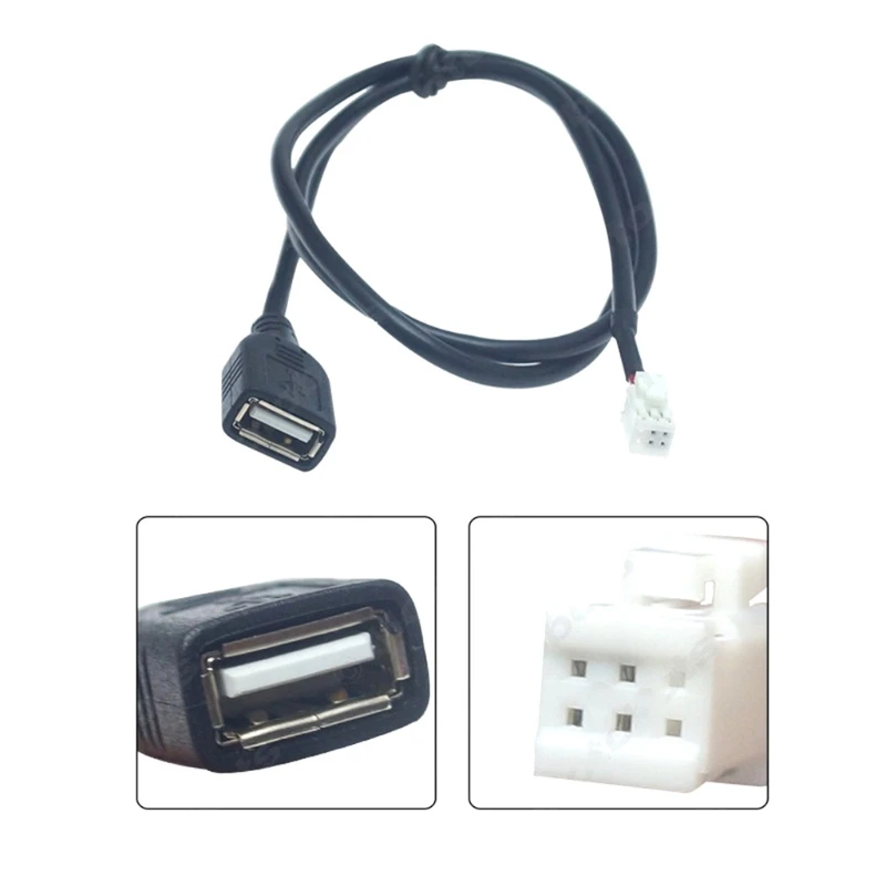 Y1UB 75cm Puerto USB para coche Auto barco AUX Cable extensión USB adaptador 4 pines + conector 6 pines