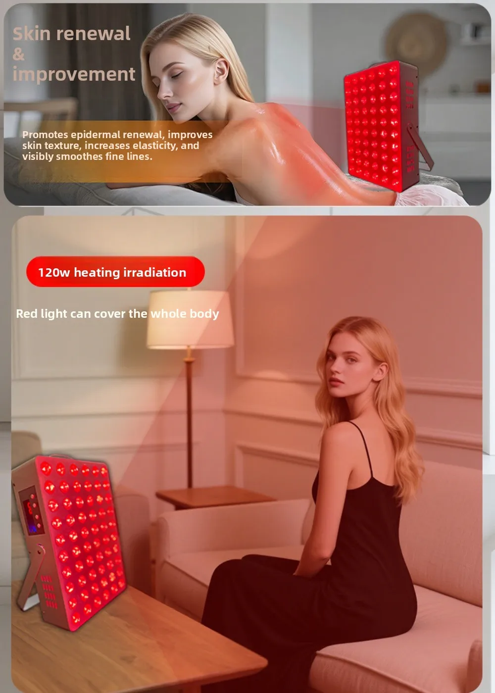 

Red Light Panel Physiotherapy Instrument Far Infrared 150W Heating Portable 60LED 660nm and 850nm Red Light Physiotherapy Lamp