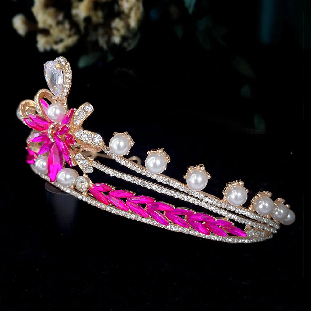 

Pearl Bow Crown Bridal Accessories Rhinestone Headb Women Imitation Pearls Tiara Bridesmaid Birthday Party Hats Wedding