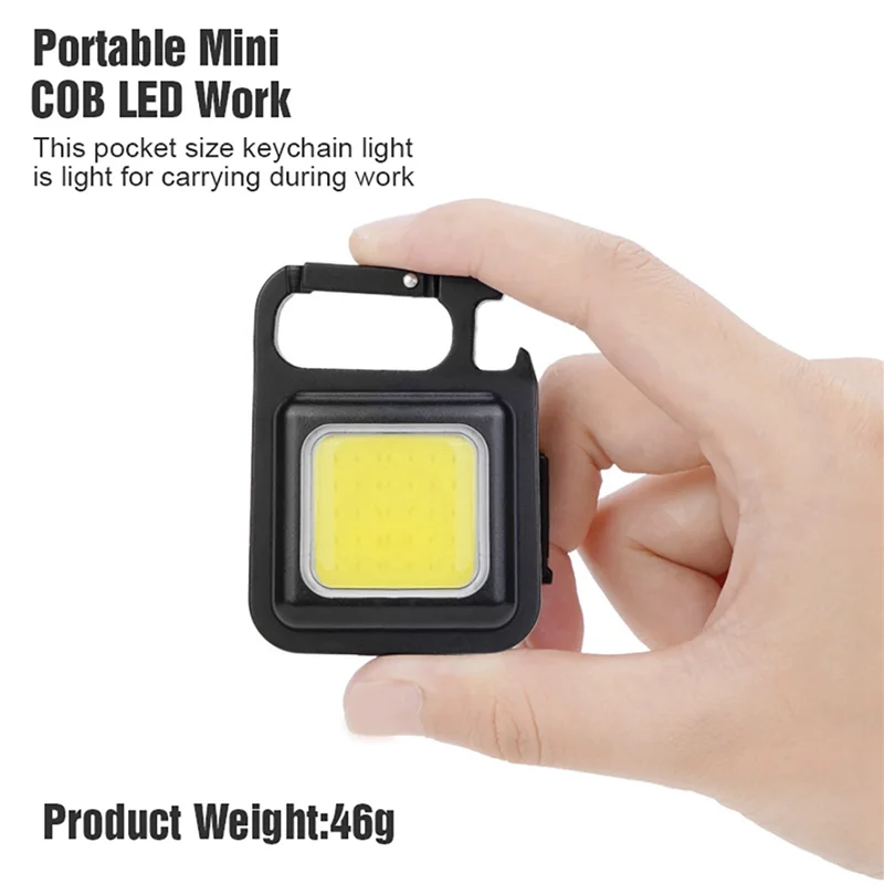 

ABUP-2X COB Flashlight,500Lumen Bright Rechargeable Keychain Mini Flashlight 3 Light Mode With Bottle Opener For Fishing