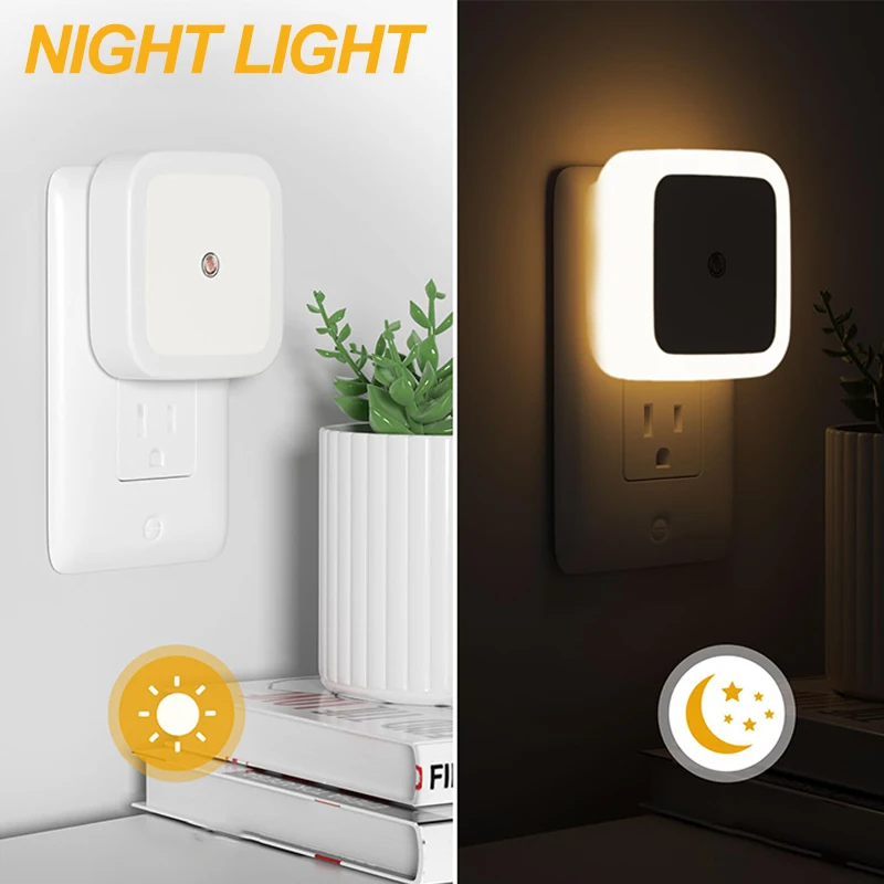 Night Light, Night Lights EU Plug into Wall 1-8 Pack, Nightlight Plug in Night Light, Dusk to Dawn Night Lamp Led (Warm/White)