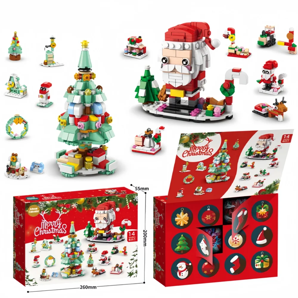 Knew Built Christmas Gift Building Blocks Toys - เกมสนุกซานต้า, ต้นคริสต์มาส, รถไฟ, Reindeer Snowman- ของขวัญที่สมบูรณ์แบบสําหรับเด็ก