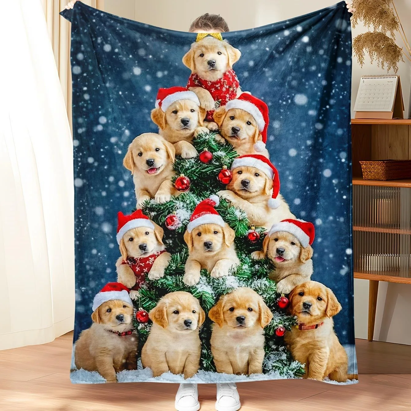 Plaid Border Snowman Reindeer Vintage Fleece Blanket For Classic Christmas Decor Soft Warm Throw Blanket Wrap