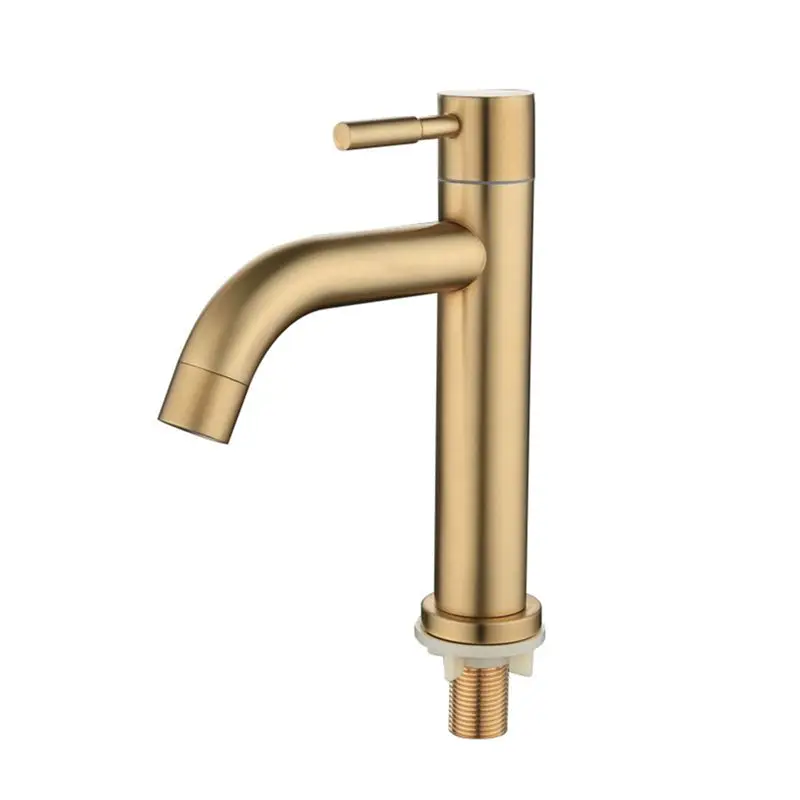 

ABRE-2X Brush Gold Single Cold Basin Faucet 304 Material Basin Mixer Bathroom Sink Faucet Water Wash Mixer Tap-A