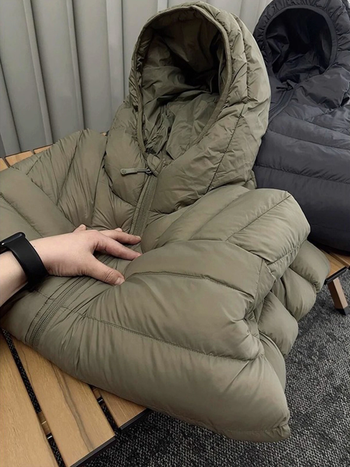 

Мужская легкая пуховая куртка Olive Green с капюшоном, ветрозащитная, водоотталкивающая, теплая, хлопковая, молодежная, стандартного кроя