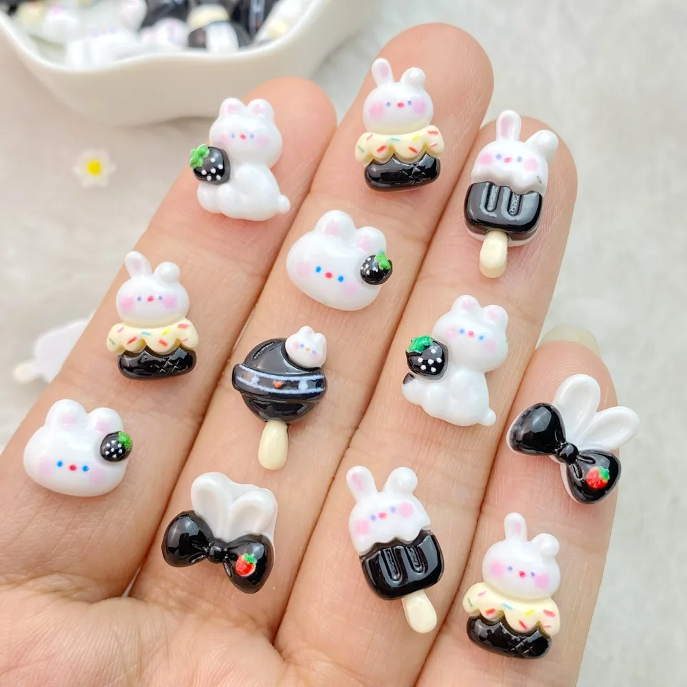 

20Pcs Mixed Nail Art Resin Cartoon White Rabbit Series Designer Charms Rhinestones DIY Craft For Nail 3D Decorations Jewelry