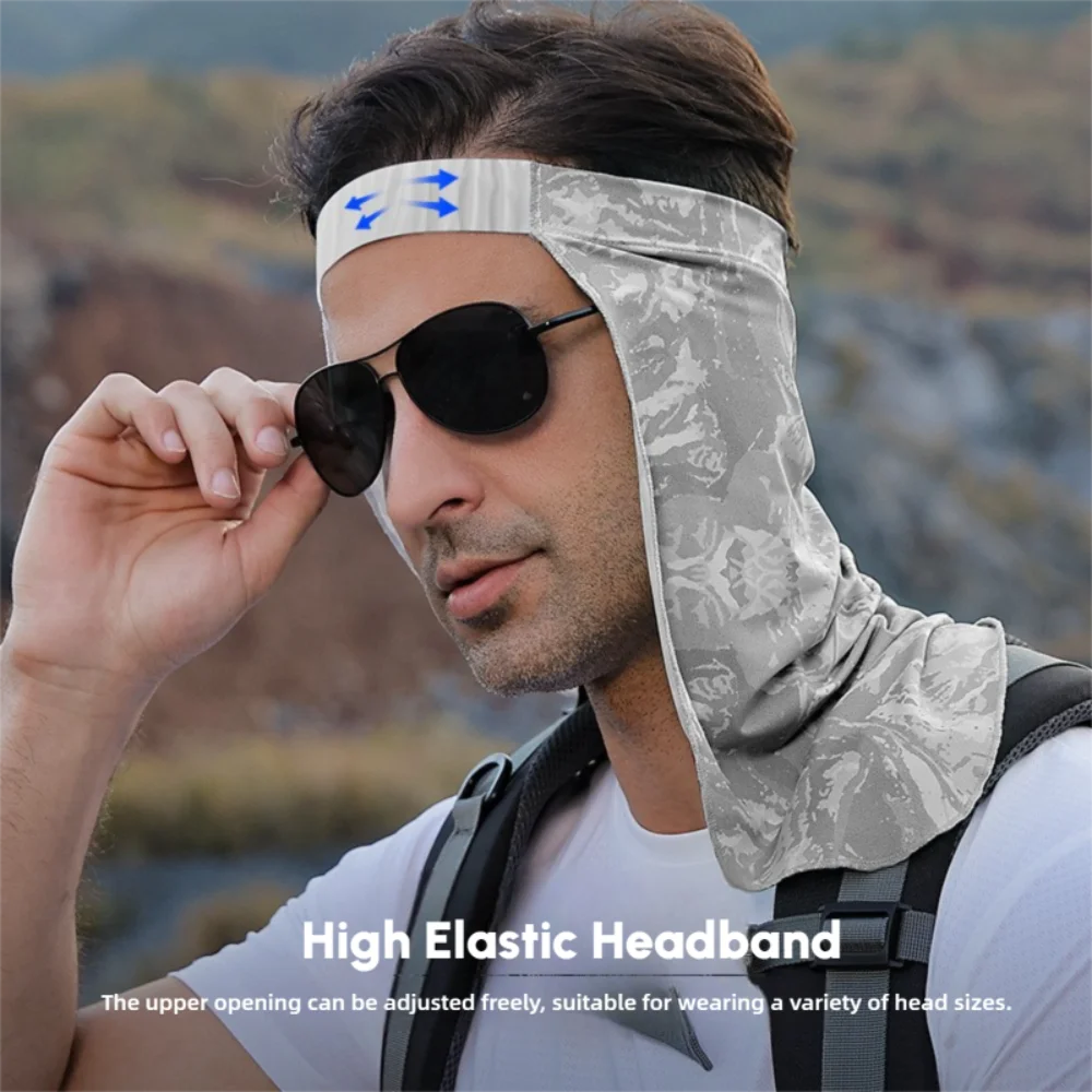

Elastic Fitness Elastic Headband Breathable Face Mask Sun Protection Headband for The Neck Lengthened Brim Ice Silk