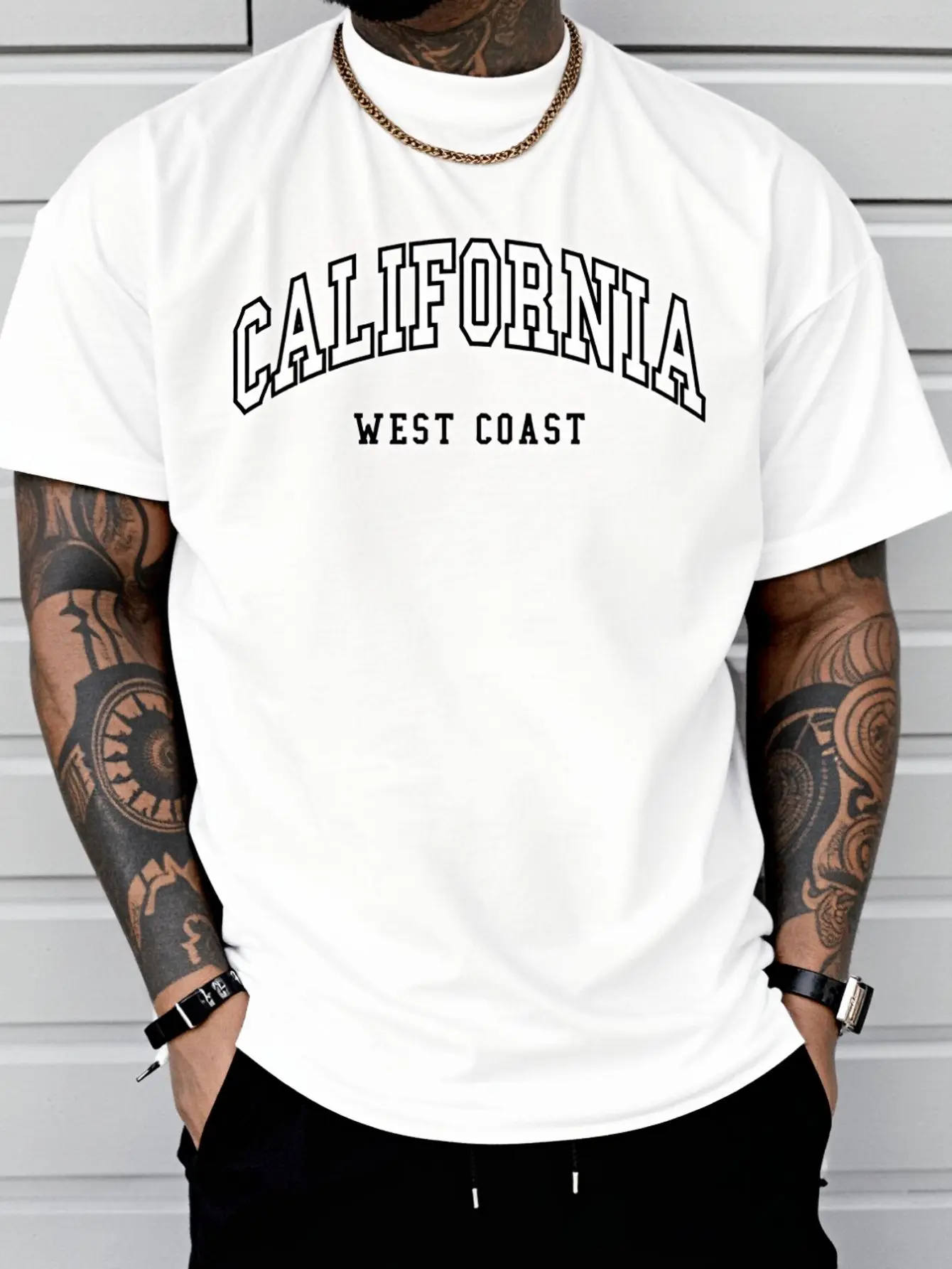 California - West Coast - Throwback Design - Classic T-Shirt Print T-Shirt Casual Crew Neck Short Sleeve Comfort Tee Top For Spring & Summer Men's Clothing