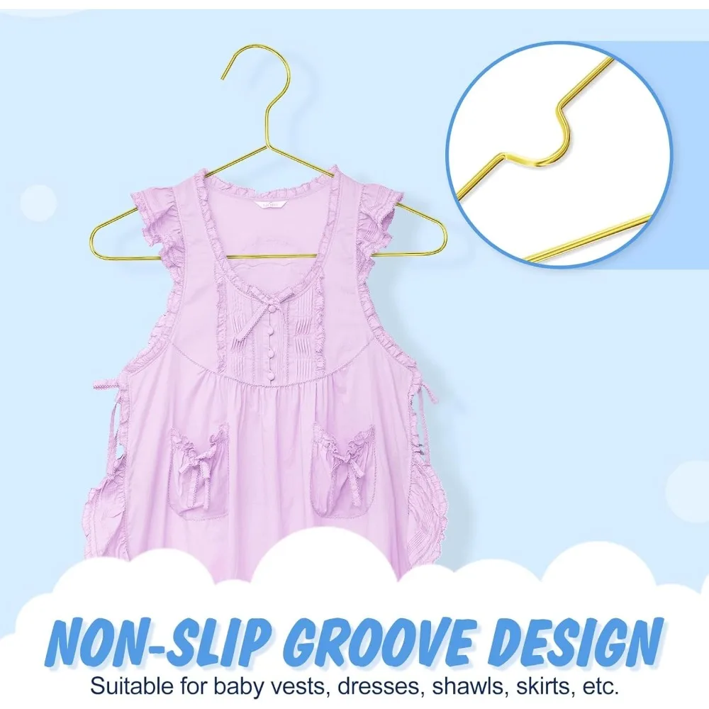 Robuste grucce in filo metallico per vestiti per bambini, 12 pollici, confezione da 60, resistenti, salvaspazio, ideali per guardaroba per neonati e bambini piccoli
