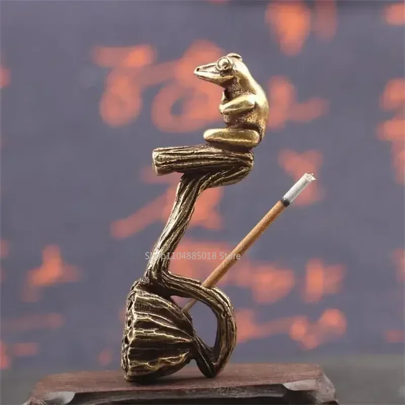 

Antique Copper Lotus Frog Incense Burner Ornaments Home Sandalwood Incense Burner Tea Ceremony Decoration Incense Holder Crafts