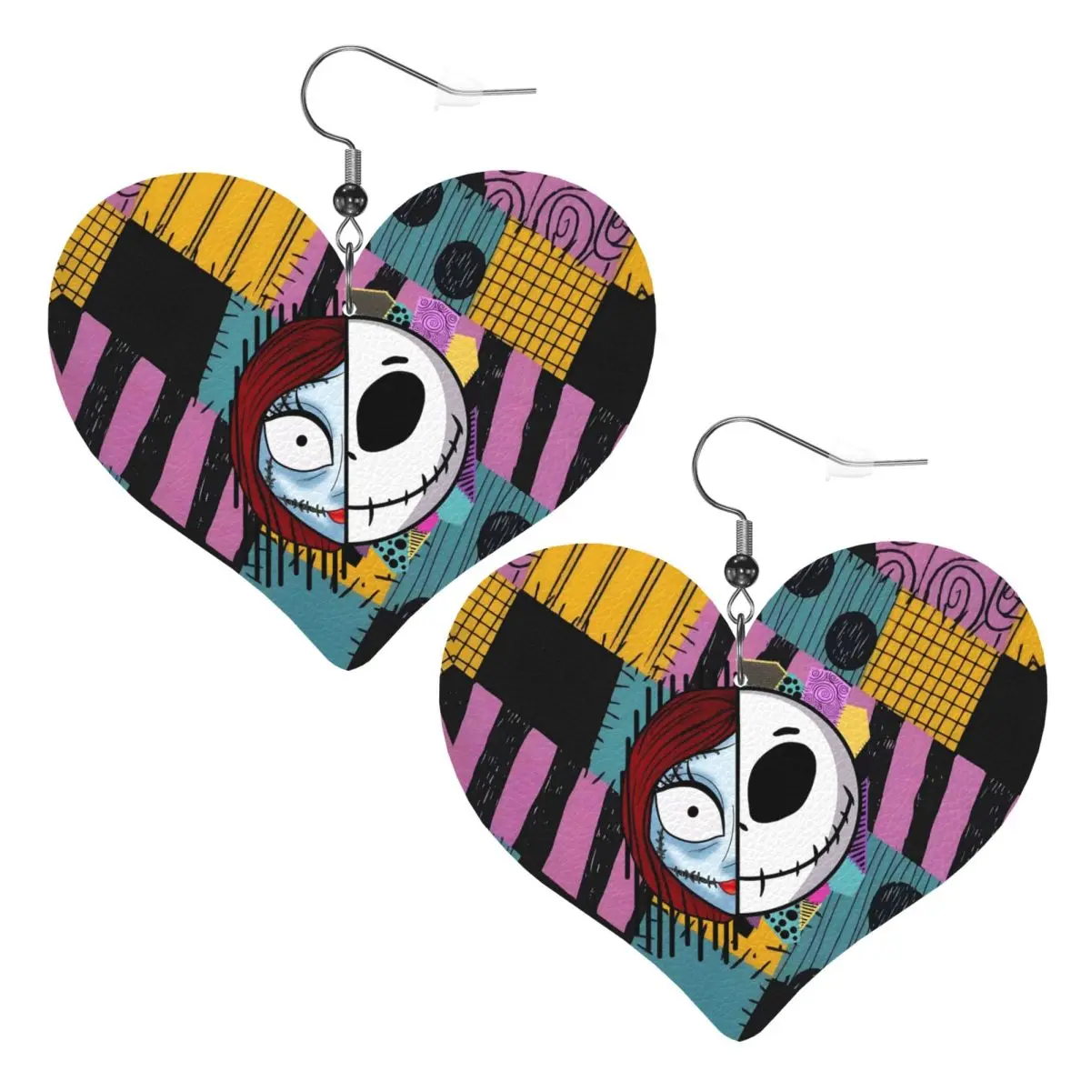 Pendientes de Cuero Personalizados de Jack Skellington para Mujer, Pendientes Colgantes de Pesadilla Antes de Navidad, Accesorios de Joyería