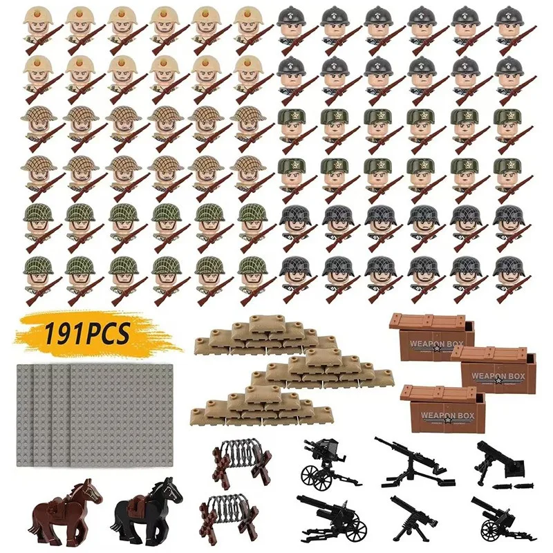 

Набор строительных блоков «Вторая мировая война»: коллекция военной серии, оружие, мешки с песком, детские игрушки, импортные товары