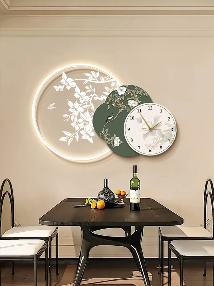 Restaurant decoration paintings, LED illuminated clocks, restaurant hanging paintings, high-end flower and bird paintings, mural