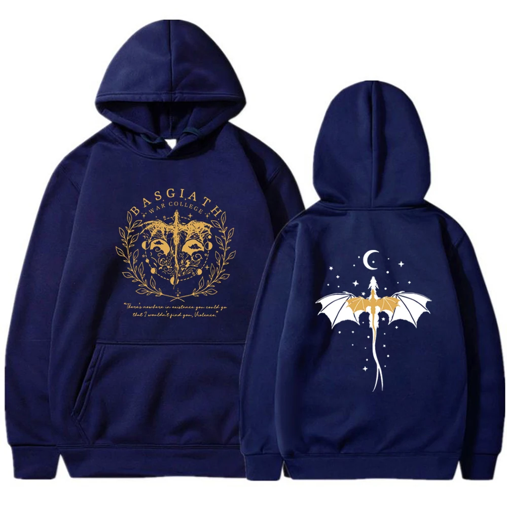 Fourth Wing Double-Sided Hoodies Basgiath War College Hoodie Unisex Hooded Sweatshirts Bookish Hoodie Long Sleeve Pullovers Top