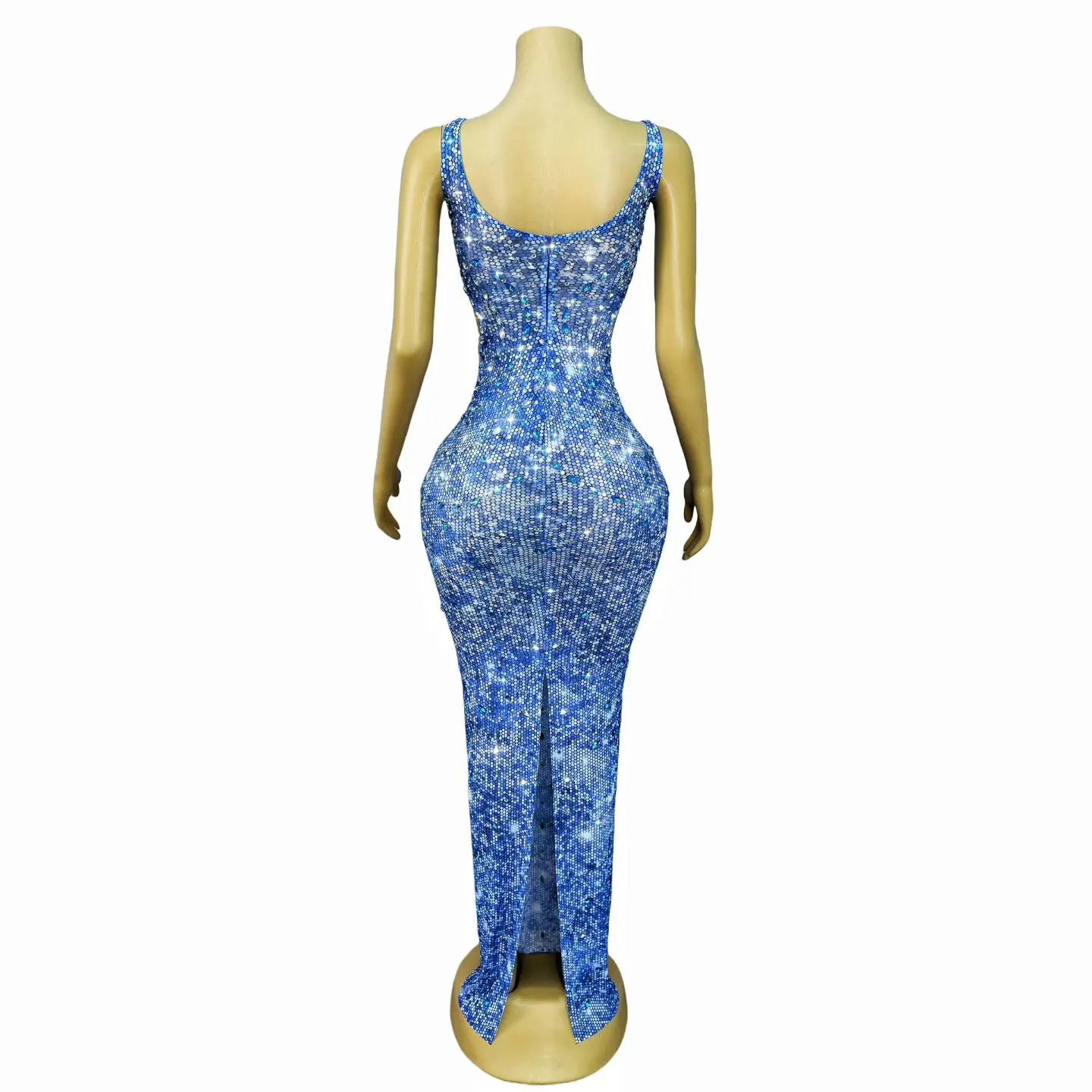 

Sexy Special Designed Twinkling Rhinestones Hollow Waist Mesh Dress Evening Party Gowns Show Red carpet Photoshoot Stage Wear