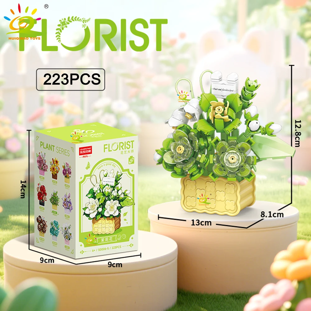 HUIQIBAO MOC Mini Blume mit Vase Modell Micro Baustein Ewiger Blumenstrauß Home Schreibtisch Schreibtisch Pflanze Dekor Ziegel Mädchen Kinder Spielzeug – Detail 9
