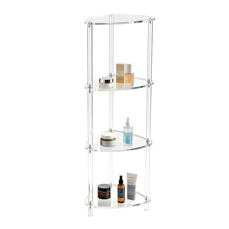 Cross-border acrylic triangular side 4-layer stepped side table transparent bedside small bedside decorative